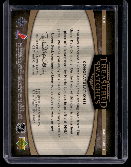 2005-06 Upper Deck Artifacts - Treasured Swatches - Mario Lemieux #TS-ML /275