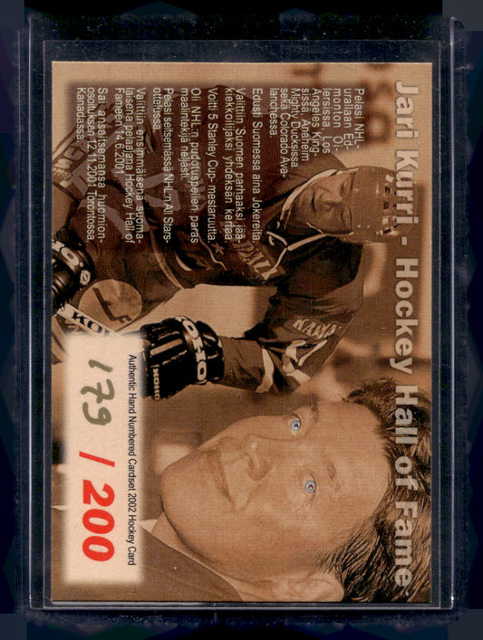 2001-02 Cardset Finland - Hockey Hall Of Fame - Gold - Jari Kurri /200