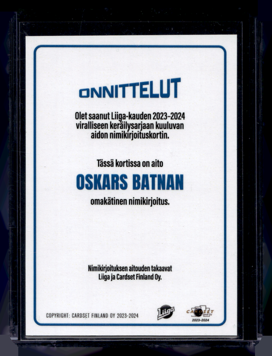 2023-24 Cardset Signature Limited Edition - Oskars Batna /40