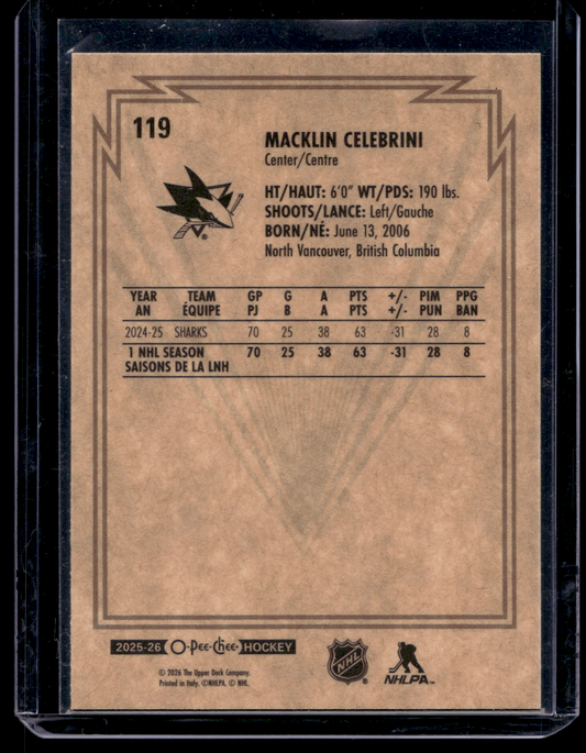 2025-26 O-Pee-Chee - Retro - Macklin Celebrini #119