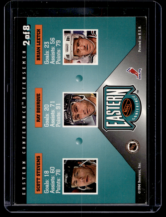 1994-95 Donruss - Dominators - Scott Stevens / Ray Bourque / Brian Leetch #2