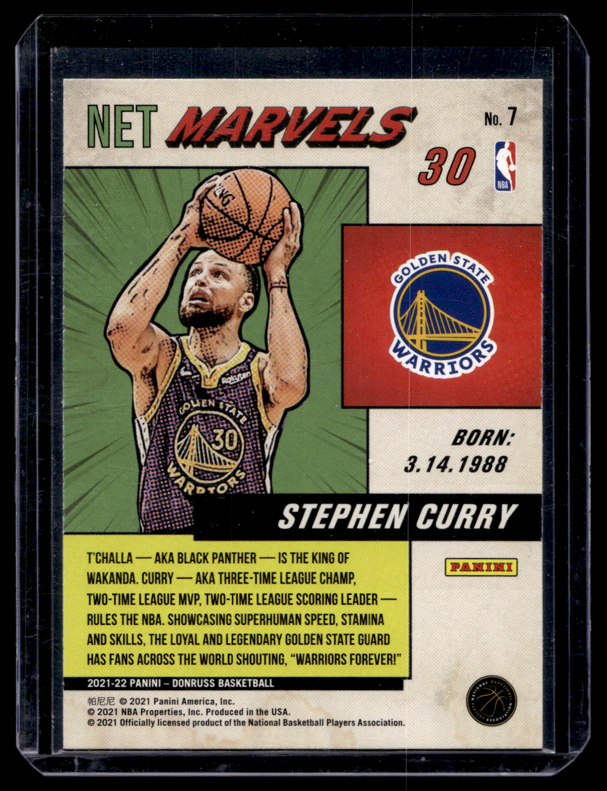 2021-22 Panini Donruss - Net Marvels - Press Proof Gold Foil Black Text - Stephen Curry #7