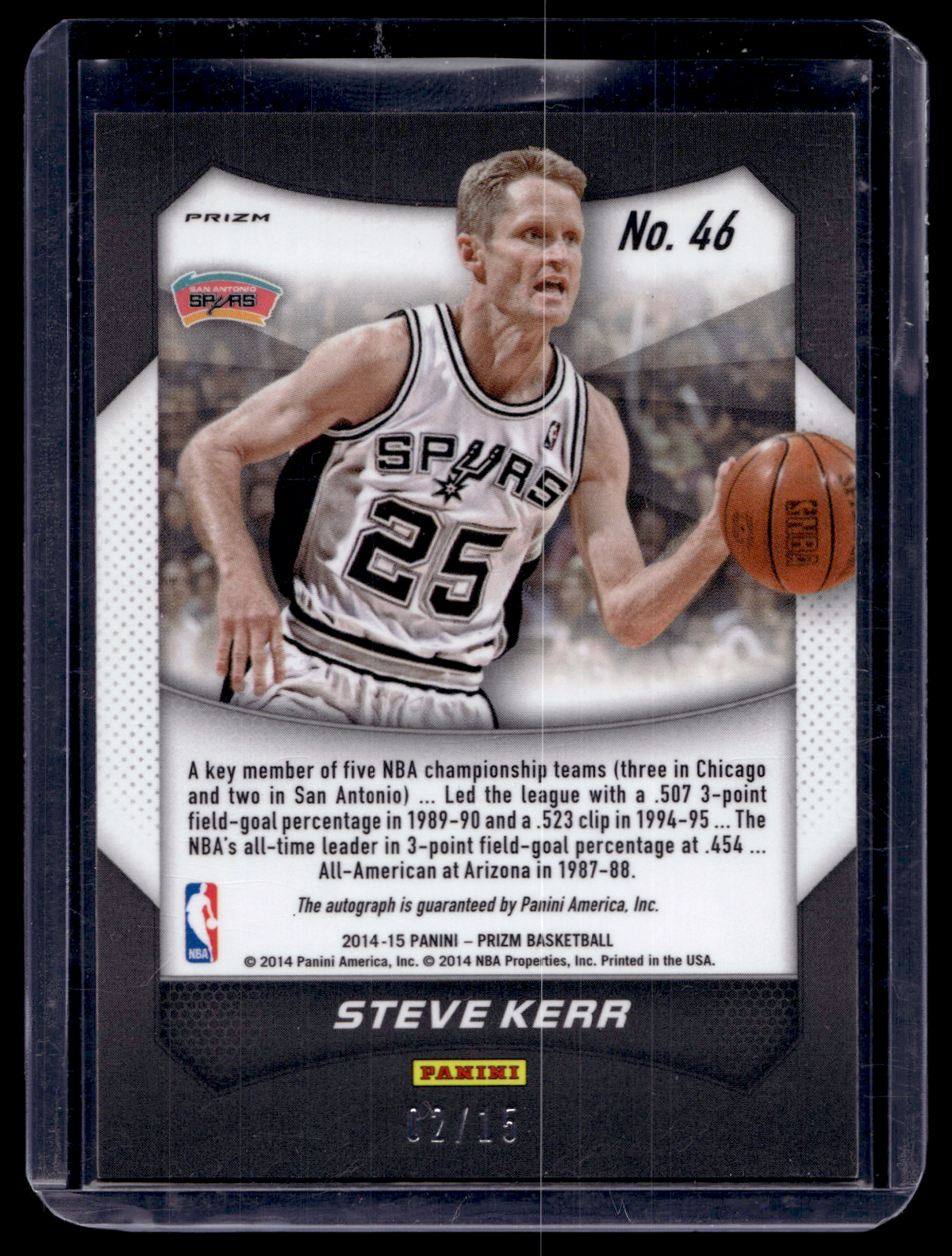 2014-15 Panini Prizm - Autographs - Purple Pulsar Prizm - Steve Kerr #46 /15