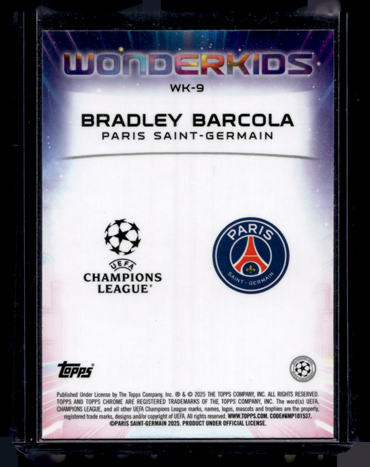 2024-25 Topps Chrome UEFA Club Competitions - Wonderkids - Starball Refractor - Bradley Barcola #WK-9