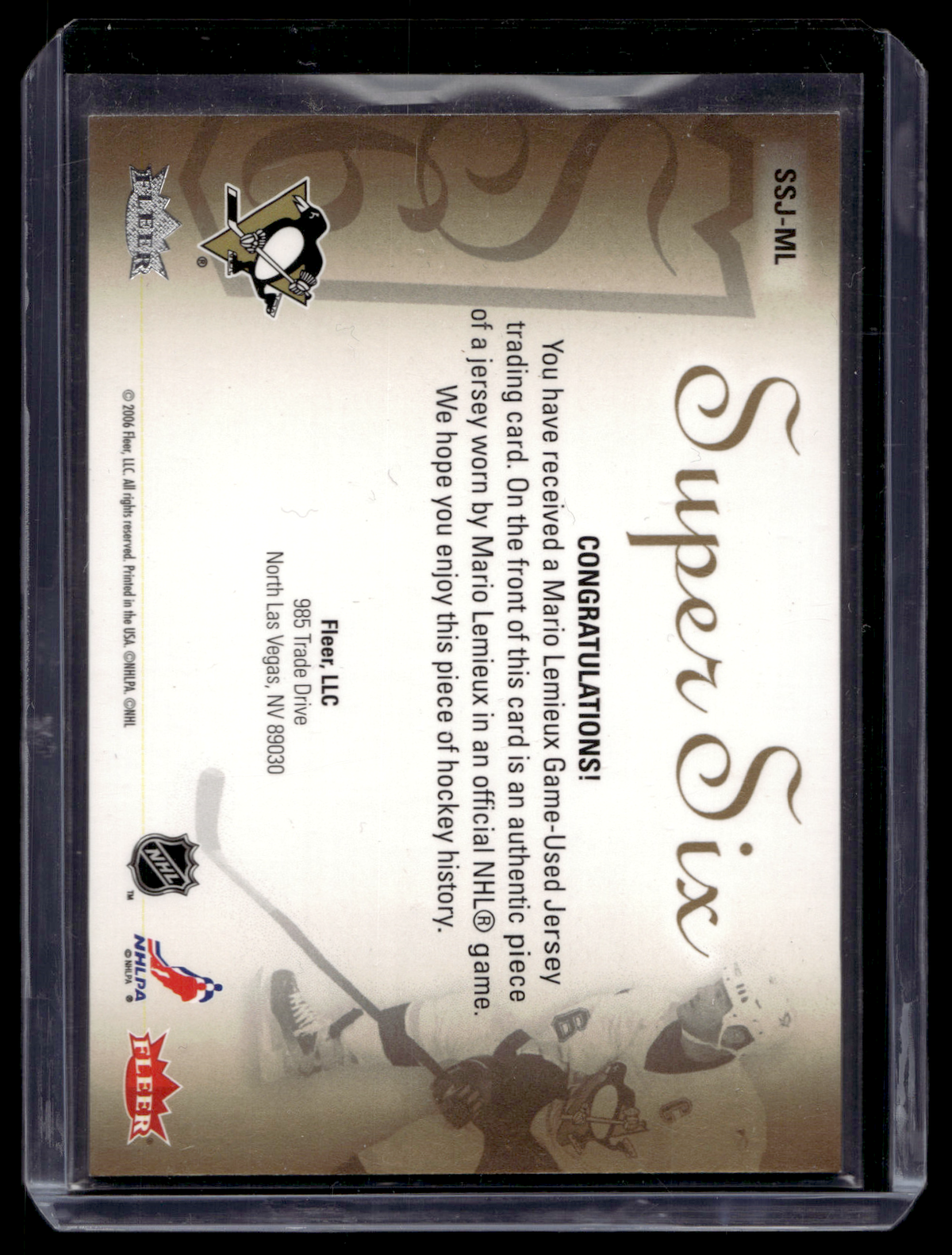 2005-06 Fleer Ultra - Super Six Jersey - Mario Lemieux #SSJ-ML