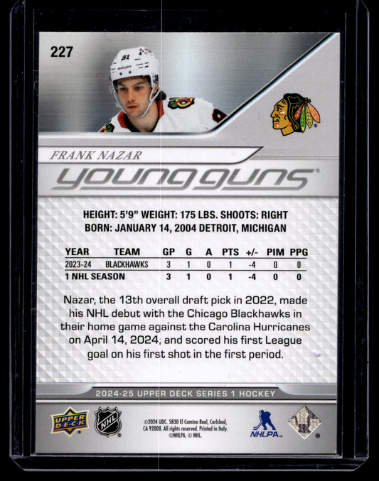 2024-25 Upper Deck Series 1 - Young Guns - Frank Nazar #227 RC