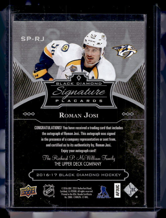 2016-17 Upper Deck Black Diamond - Signature Placards - Roman Josi #SP-RJ