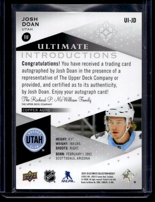 2024-25 Upper Deck Ultimate Collection - Ultimate Introductions - Autographs - Josh Doan #UI-JD RY