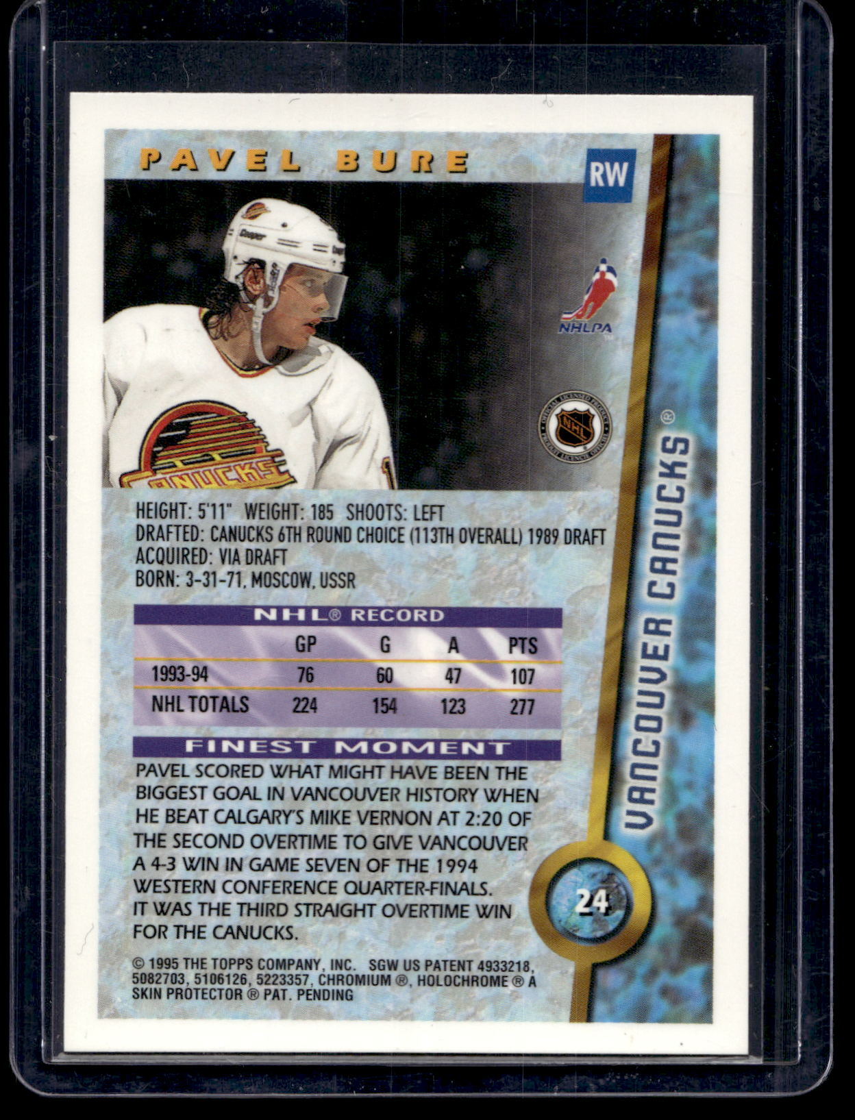 1994-95 Topps Finest - Refractor - Pavel Bure #24