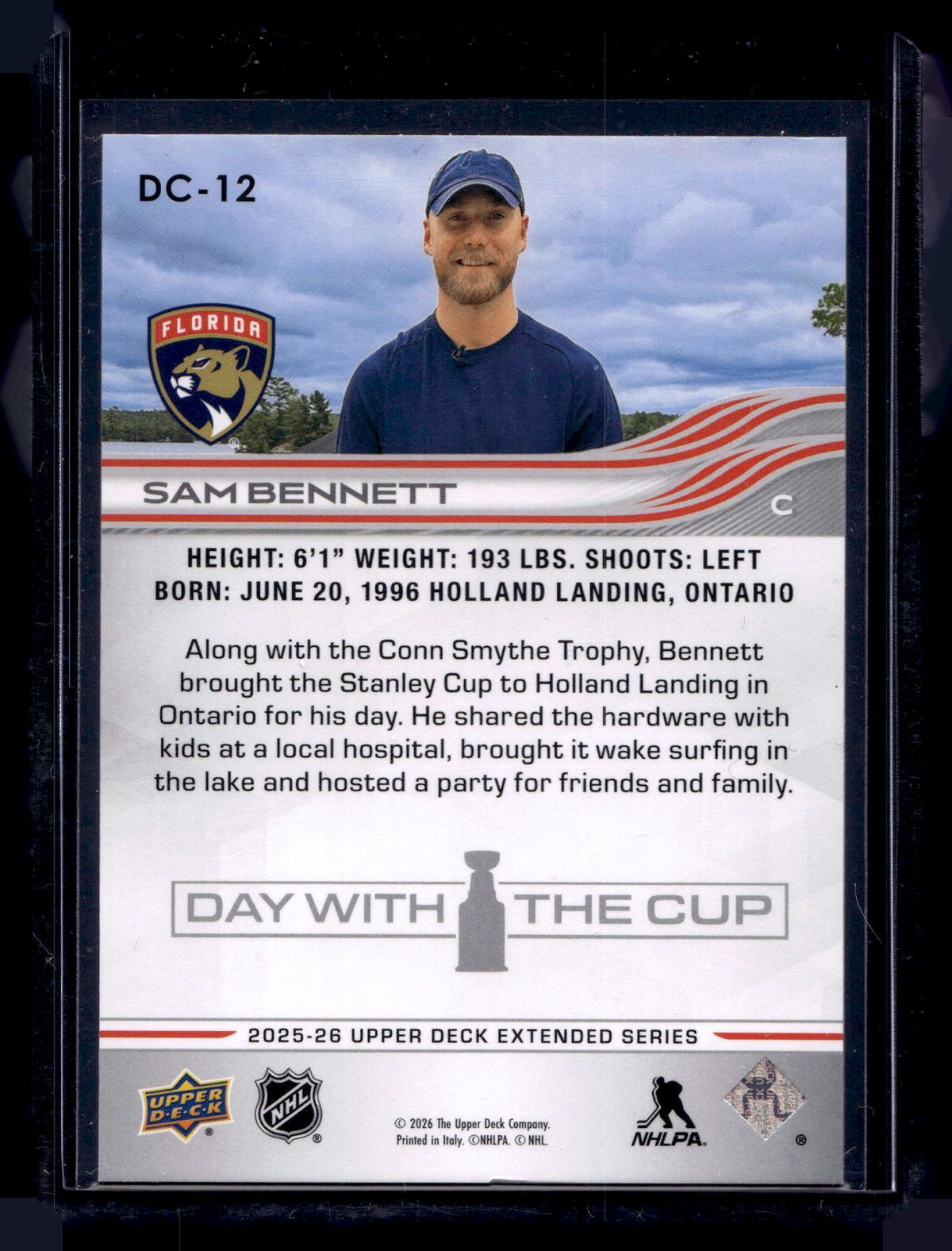 2025-26 Upper Deck Extended Series - Day with the Cup - Sam Bennett #DC-12