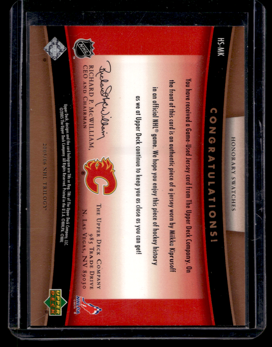 2005-06 Upper Deck Trilogy - Honorary Swatches - Miikka Kiprusoff #HS-MK