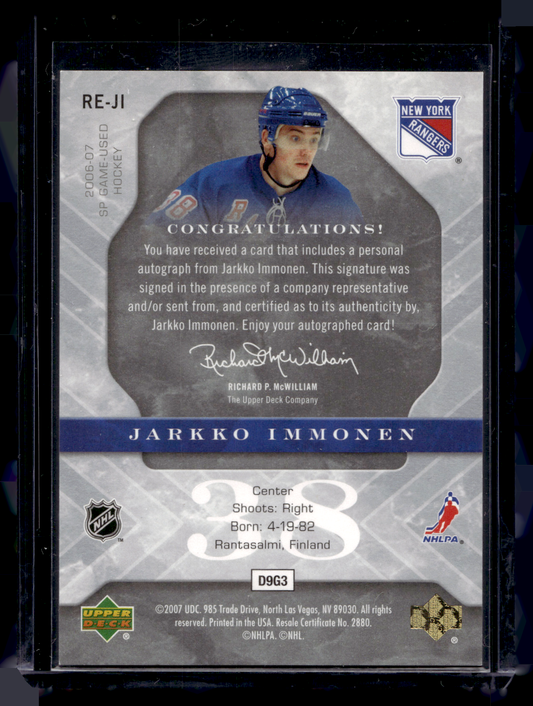 2006-07 Upper Deck SP Game Used Edition - Rookie Exclusives Autographs - Jarkko Immonen #RE-JI /100 RY