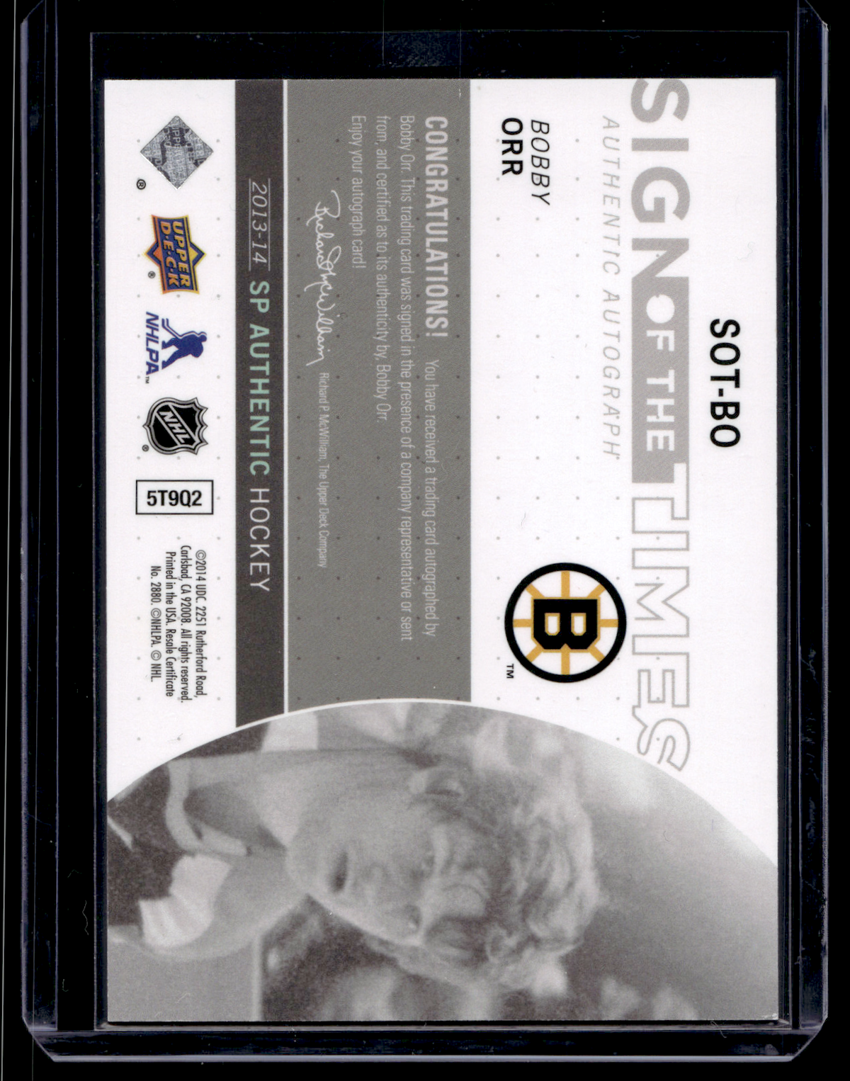 2013-14 Upper Deck SP Authentic - Sign of the Times - Bobby Orr #SOT-BO