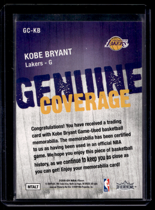 2008-09 Fleer - Genuine Coverage Memorabilia - Kobe Bryant #GC-KB