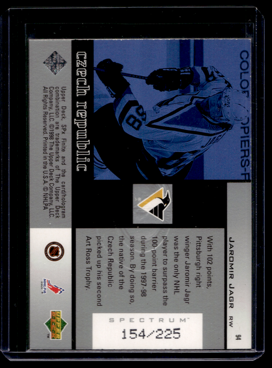 1998-99 Upper Deck SPx Finite - Spectrum - Jaromir Jagr #94 /225