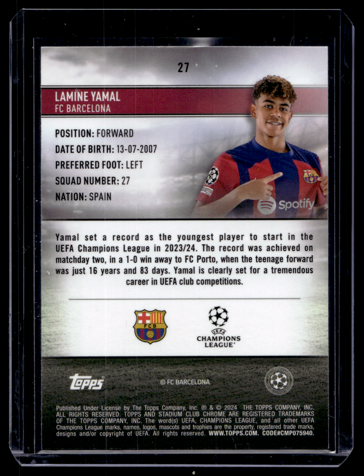 2023-24 Topps Stadium Club Chrome UEFA Champions League - Lamine Yamal #27 RC