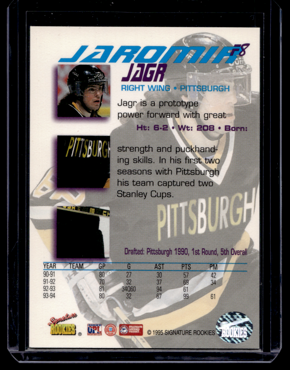 1995 Signature Rookies Tetrad - SR Force - Autographs - Jaromir Jagr #F8 /2500