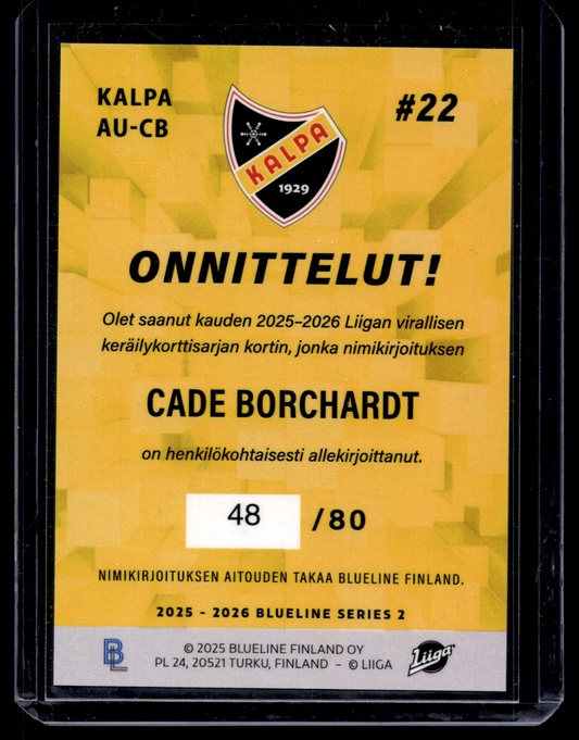 2025-26 Blueline Signature Silver - Cade Borchardt #AU-CB /80