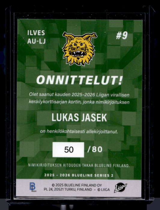 2025-26 Blueline Signature Silver - Lukas Jasek #AU-LJ /80