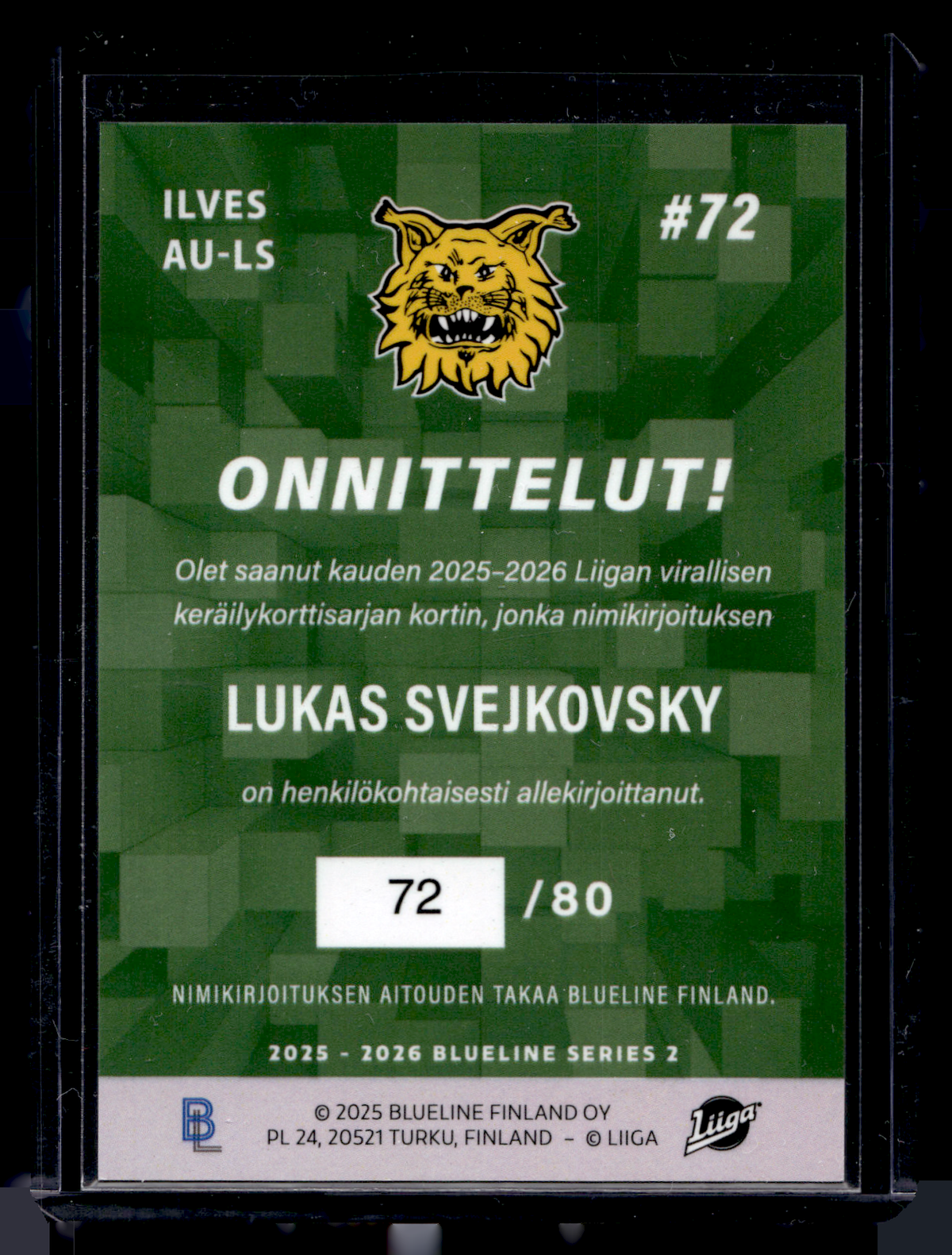 2025-26 Blueline Signature Silver - Lukas Svejkovsky #AU-LS /80