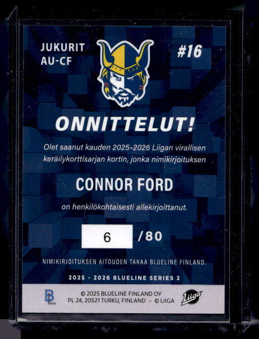 2025-26 Blueline Signature Silver - Connor Ford #AU-CF /80
