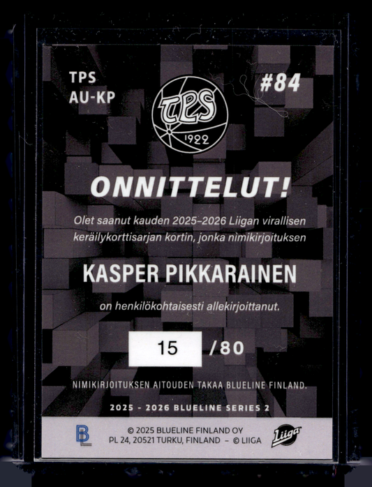 2025-26 Blueline Signature Silver - Kasper Pikkarainen #AU-KP /80
