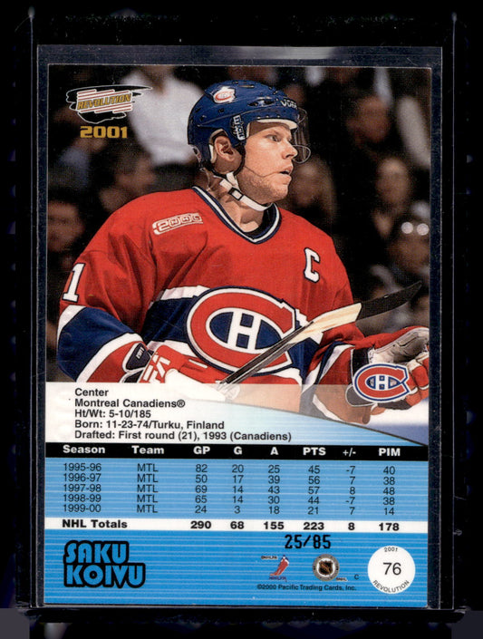 2000-01 Pacific Revolution - Shadow Series Blue - Saku Koivu #76 /85