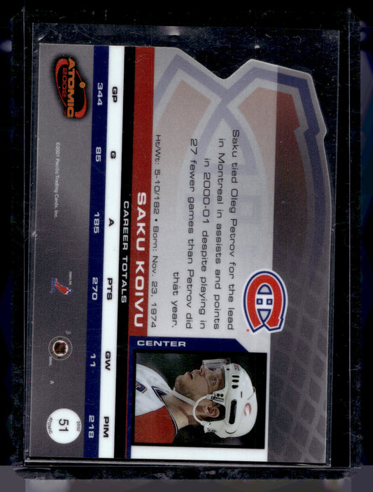 2001-02 Pacific Atomic - Premiere Date - Saku Koivu #51 /90