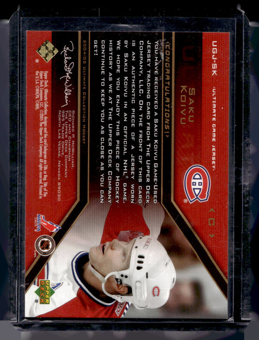 2004-05 Upper Deck Ultimate Collection - Ultimate Game Jersey - Limited - Saku Koivu #UGJ-SK /75