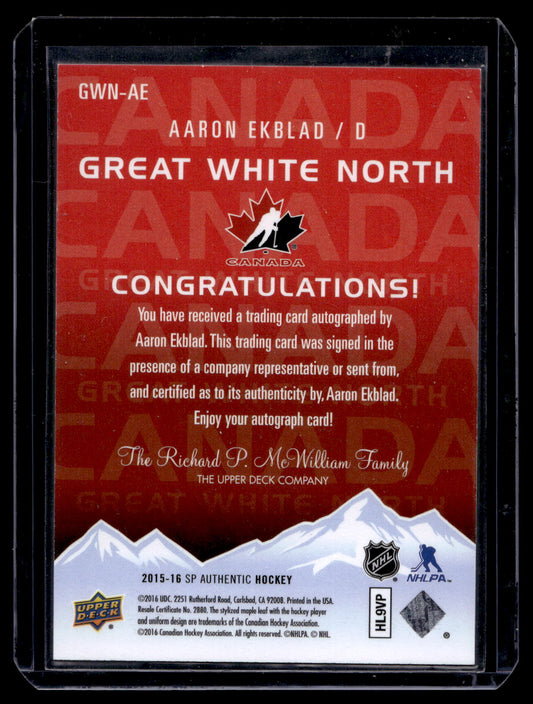 2015-16 Upper Deck SP Authentic - Great White North Autographs Aaron Ekblad #GWN-AE