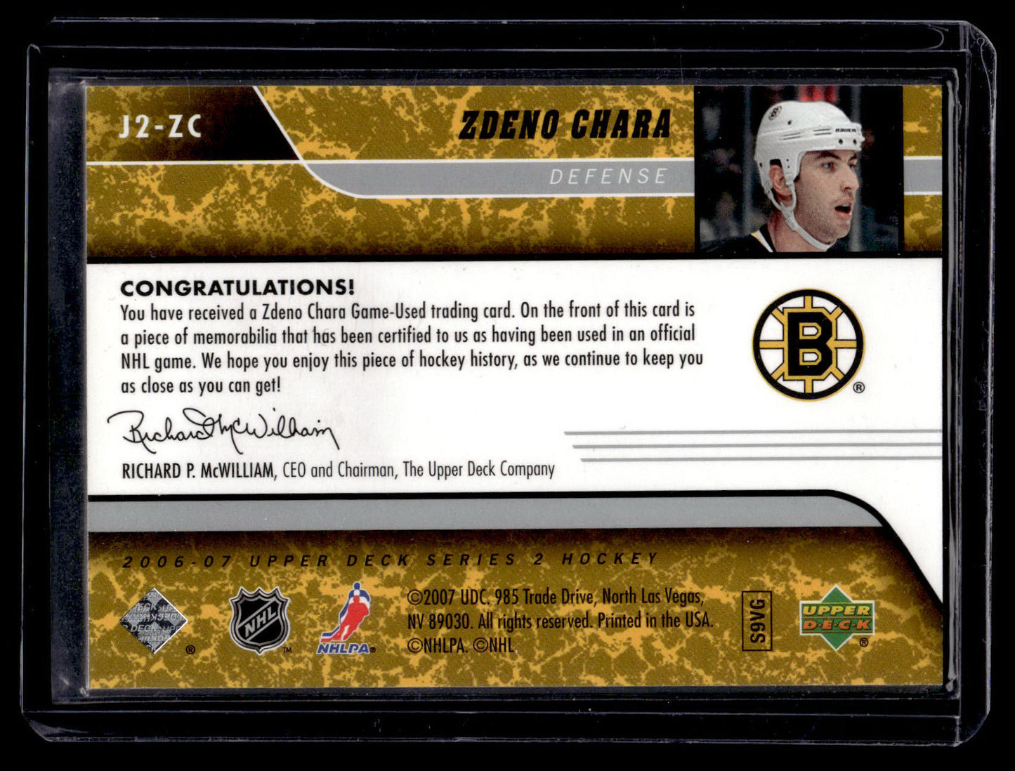 2006-07 Upper Deck - UD Game Jersey Zdeno Chara #J2-ZC