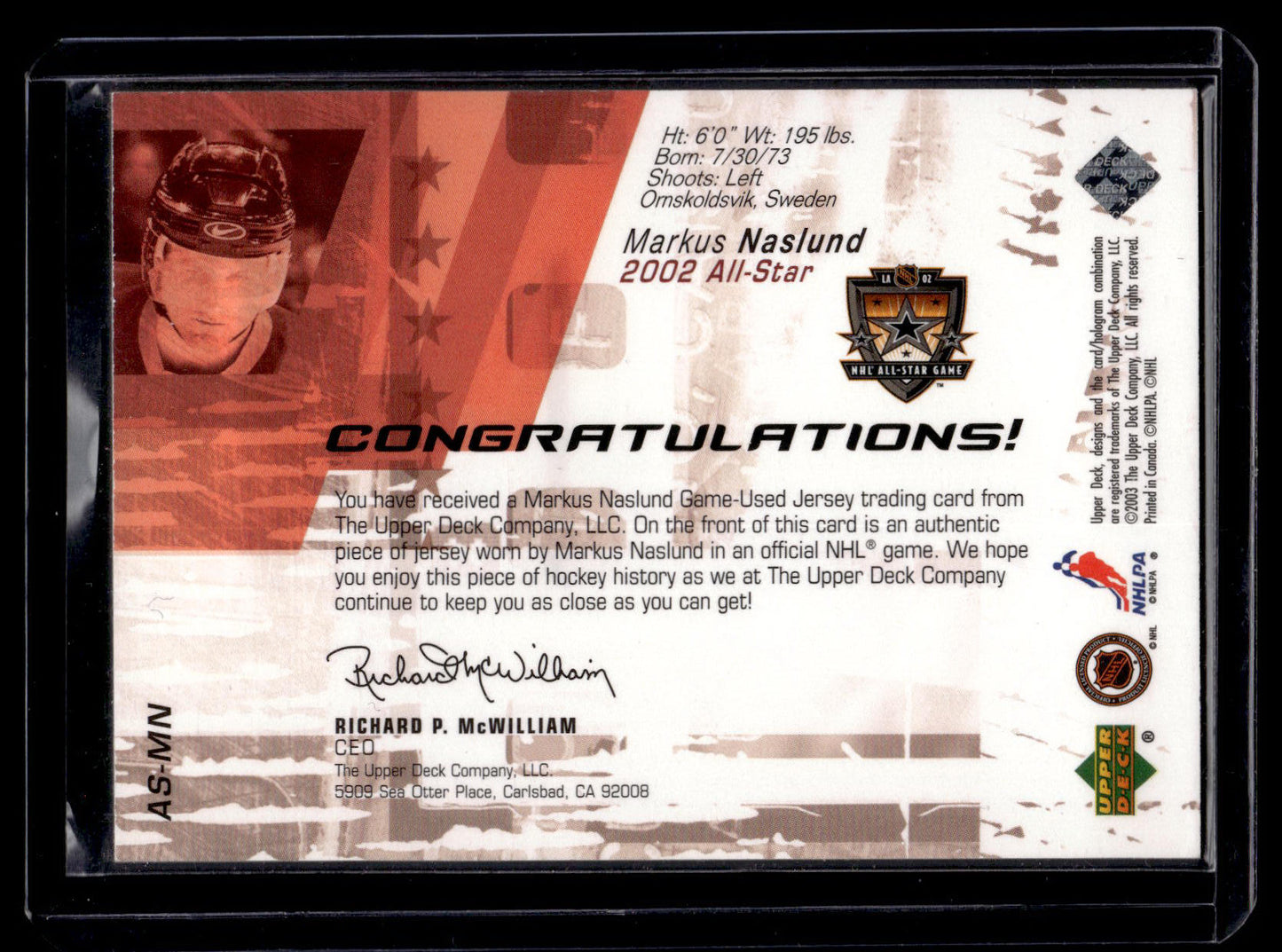 2002-03 Upper Deck - All-Star Performers Mats Naslund #AS-MN