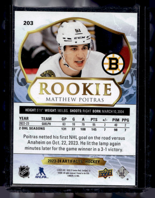 2023-24 Upper Deck Artifacts - Rookie Redemptions - Matthew Poitras #203 /999 RY