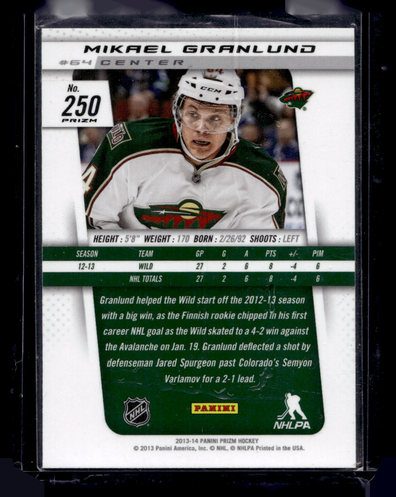 2013-14 Panini Prizm - Silver Prizm - Mikael Granlund #250 RC