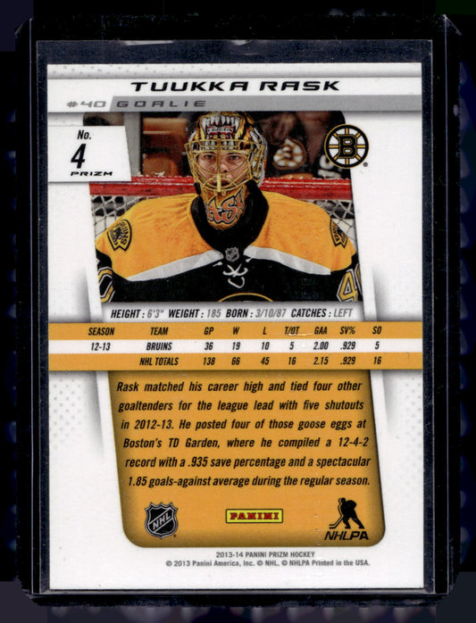 2013-14 Panini Prizm - Wal-Mart Blue Pulsar Prizm - Tuukka Rask #4