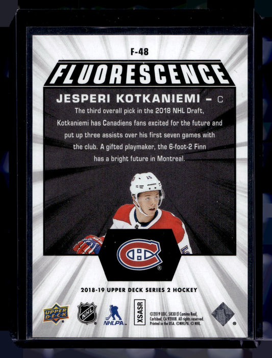 2018-19 Upper Deck - Fluorescence - Gold Jesperi Kotkaniemi #F-48 /150 RY