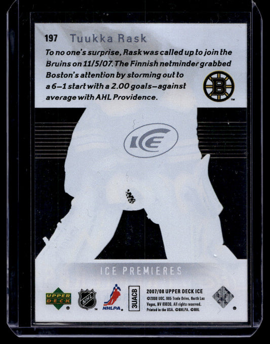 2007-08 UD Ice Premieres - Tuukka Rask #197 /499 RC