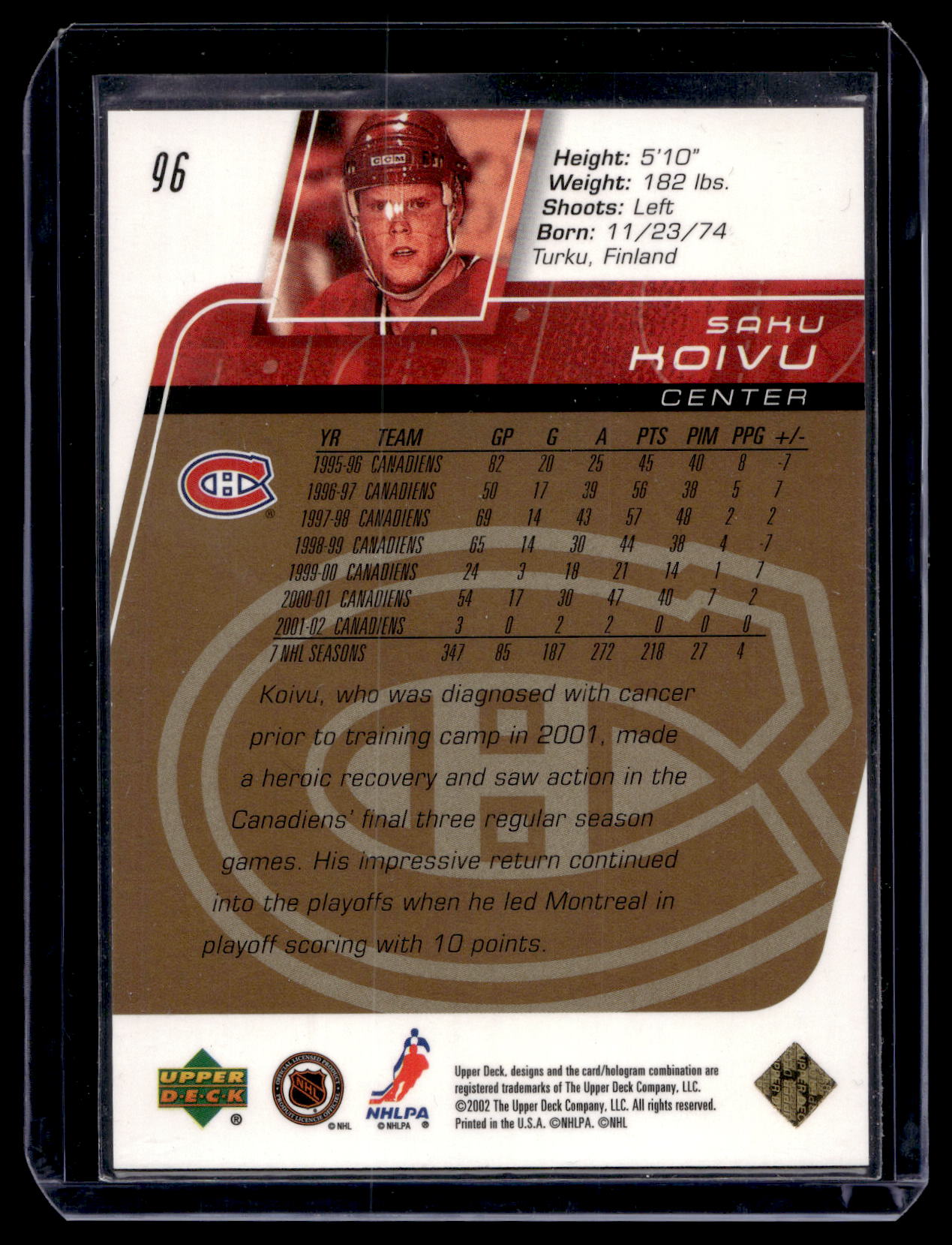 2002-03 Upper Deck Exclusives - Saku Koivu #96 /75