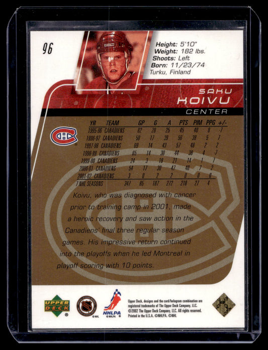 2002-03 Upper Deck Exclusives - Saku Koivu #96 /75