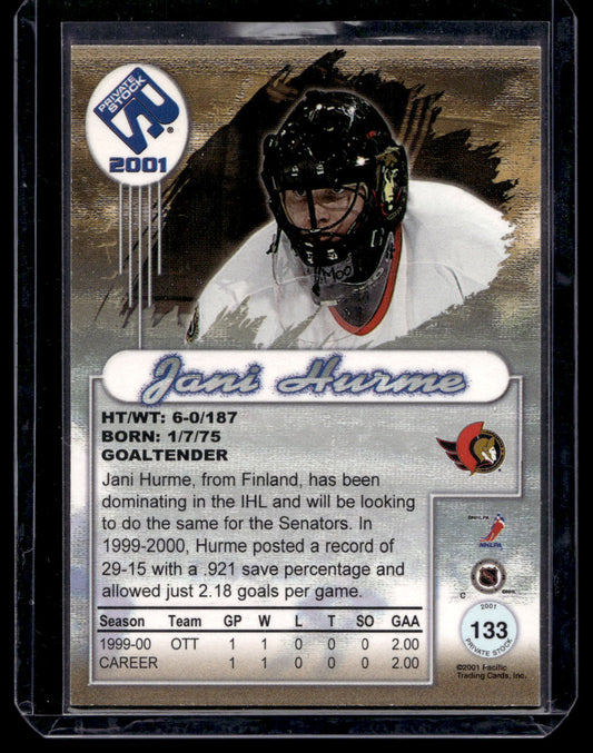 2000-01 Pacific Private Stock - Silver - Jani Hurme #133 /120 RC