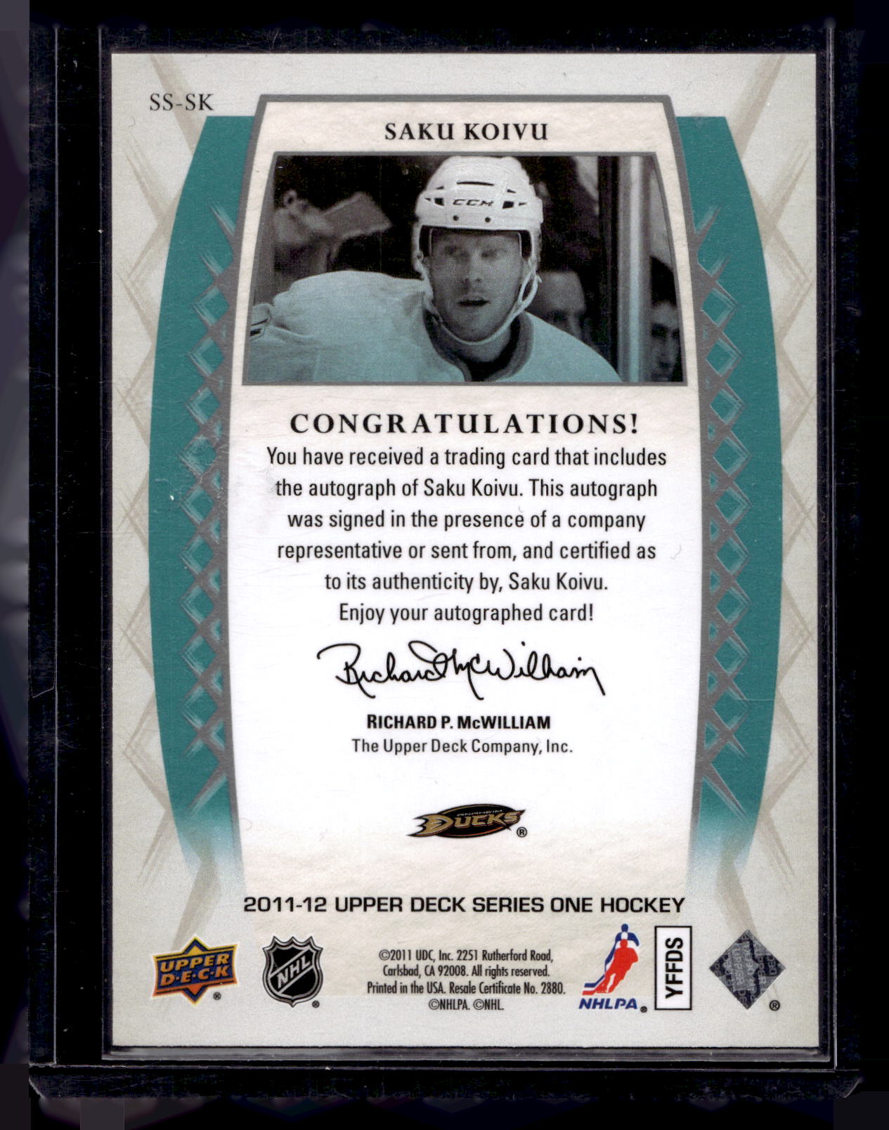 2011-12 Upper Deck - Signature Sensations - Saku Koivu #SS-SK
