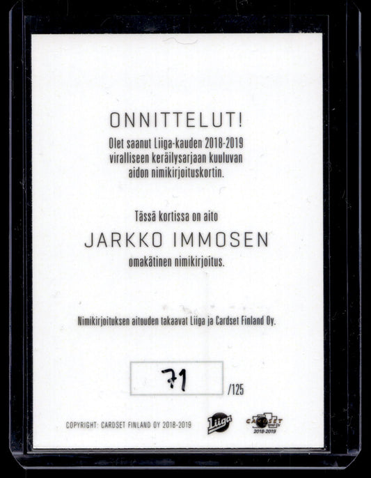 2018-19 Cardset Signature Platinum Edition - Jarkko Immonen /125