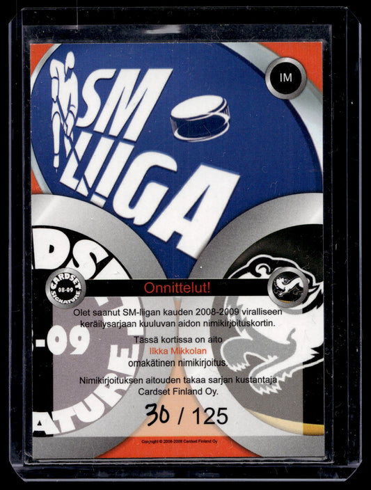 2008-09 Cardset Signature - Ilkka Mikkola /125
