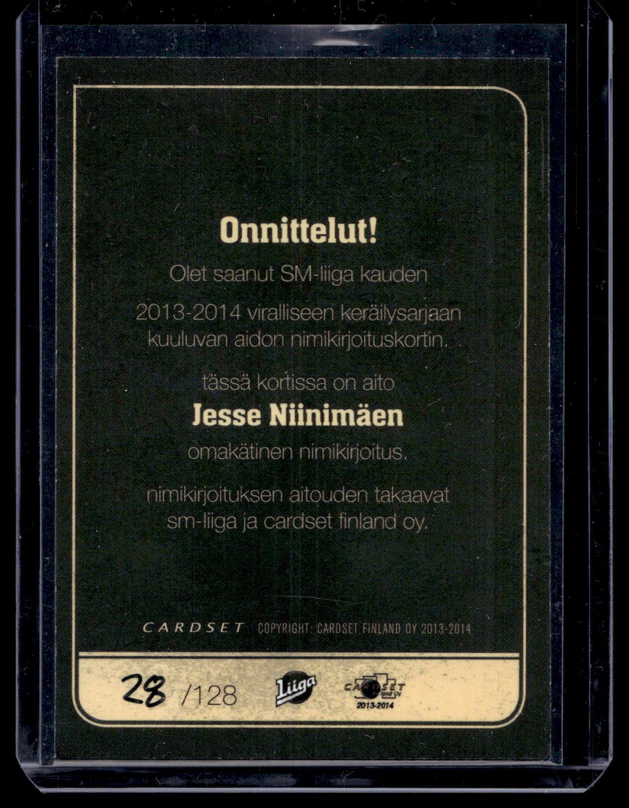 2013-14 Cardset Signature - Jesse Niinimäki /128