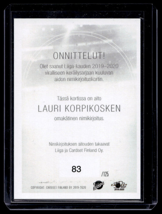 2019-20 Cardset Signature - Lauri Korpikoski /125
