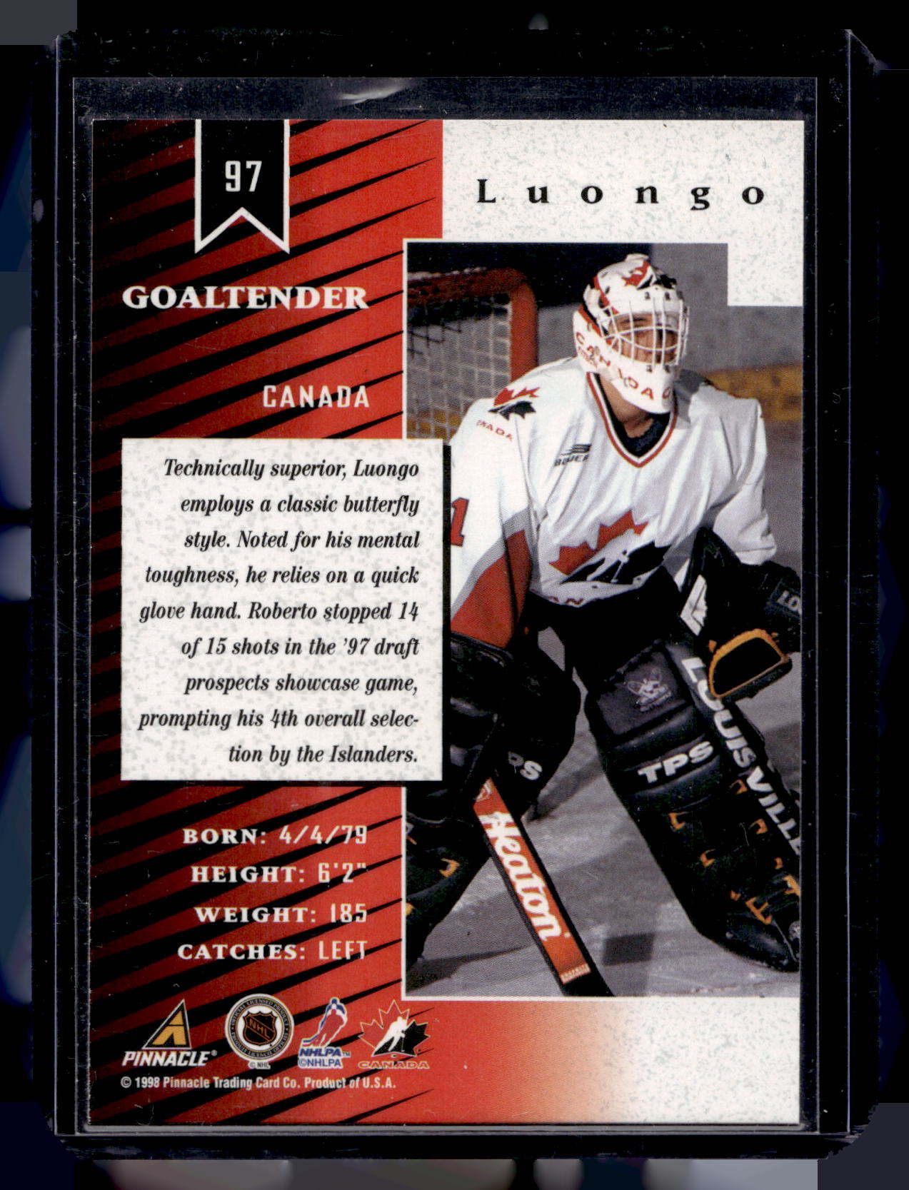 1997-98 Pinnacle Zenith - Z-Silver - Roberto Luongo #97 RC