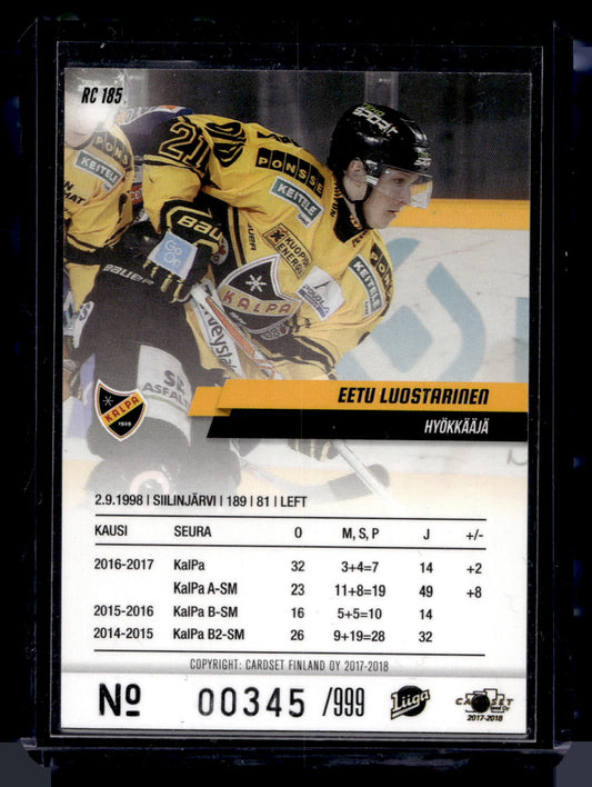 2017-18 Cardset Rookie - Eetu Luostarinen /999