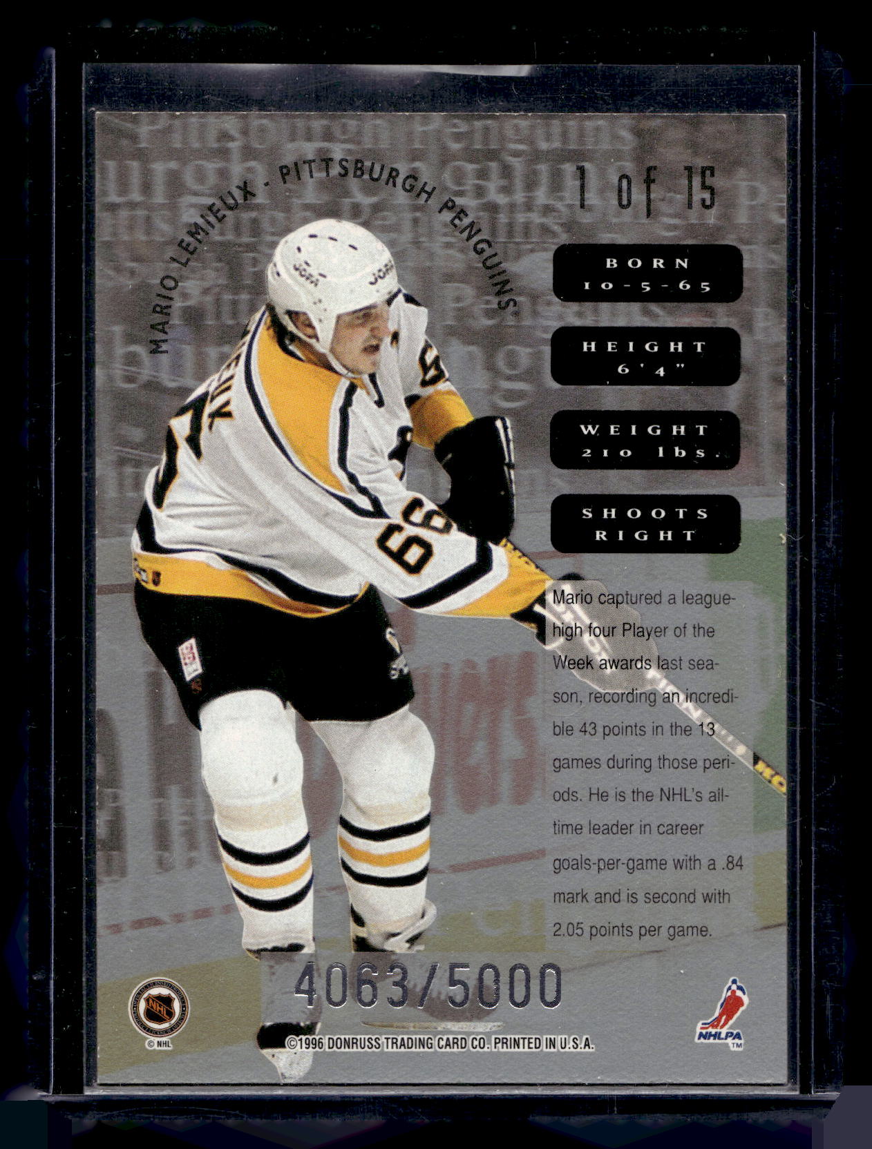 1996-97 Leaf - Sweaters - Away - Mario Lemieux #1 / 5000