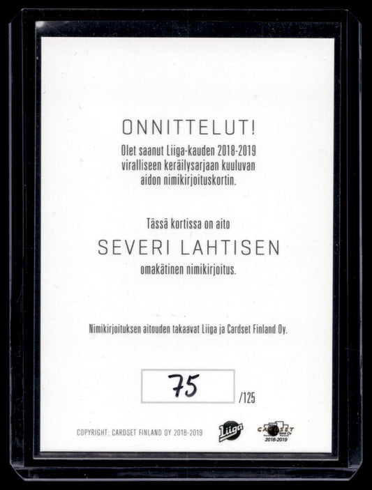 2018-19 Cardset Signature Platinum Edition - Severi Lahtinen /125