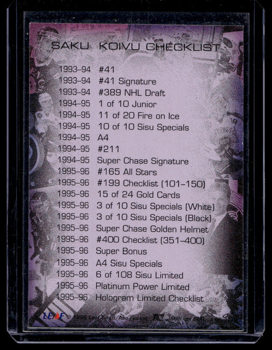 1996-97 Sisu Golden Retro Purple - Saku Koivu